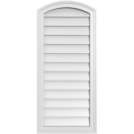 Ekena Millwork Arch Top Surface Mount PVC Gable Vent: Functional, w/ 2"W x 1-1/2"P Brickmould Frame, 18"W x 40"H GVPAR18X4002SF